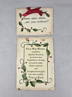 Vintage Plain Jane "Three Wise Men & Women" Holiday Slate Plaque Set